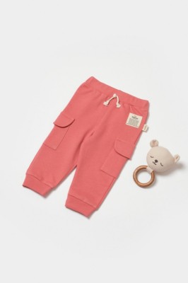 Pantaloni cu buzunare laterale, Two thread, 100%bumbac organic - Rose, BabyCosy (Marime: 6-9 luni) foto