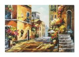 Cumpara ieftin Tablou peisaj citadin pictat manual, Tihna, 100x70cm ulei pe panza in cutit efect 3D