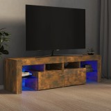 vidaXL Comodă TV cu lumini LED, stejar fumuriu 140x36,5x40 cm