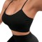 Set fitness din 2 piese, Top fara spate + Colanti scurti cu efect push up, Negru - S