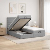 Cumpara ieftin Pat ottoman cu saltea cu headboard 2 buc. Gri deschis Tesatura