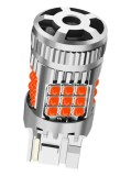 Bec LED T20 / W21W / 7440 Pozitie sau Frana cu un Filament, 30W, 2800LM, Culoare Rosu, 36 SMD 3030, Ventilator Integrat, Canbus Integrat, fara eroare