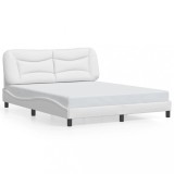 Gossi cadru de pat cu lumini led, alb, 160x200 cm, piele ecologica