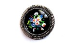 Brosa Sticla cu Flori de Camp, Diametru 40mm, Bijuterie Fashion Cadou Femei