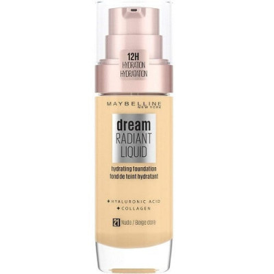 Fond de Ten cu Acid Hialuronic, Maybelline, Dream Radiant Liquid, 21 Nude, 30 ml foto