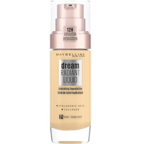 Fond de Ten cu Acid Hialuronic, Maybelline, Dream Radiant Liquid, 21 Nude, 30 ml