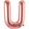 Balon Folie Metalizata Litera U, Cyrax, 80 cm, Umflati cu Heliu sau Aer, Ambalaj Individual, Pai inclus, Rose Gold
