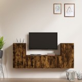 Cumpara ieftin Set dulapuri TV, 4 piese, stejar fumuriu, lemn prelucrat