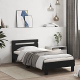 VidaXL Cadru de pat cu tăblie, negru, 90x200 cm, lemn prelucrat