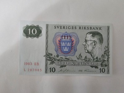 Suedia 10 Kronor 1983 Noua foto