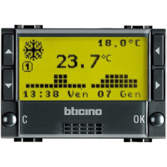 Cronotermostat zilnic saptamanal de ambient electronic Living Light Bticino 3M culoare antracit L4451 foto