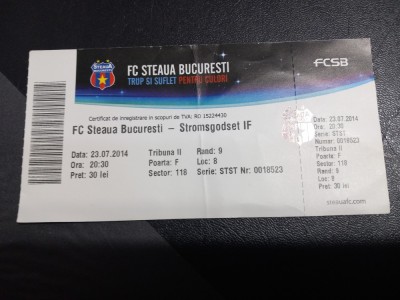 Bilet Steaua - Stromsgodset IF foto