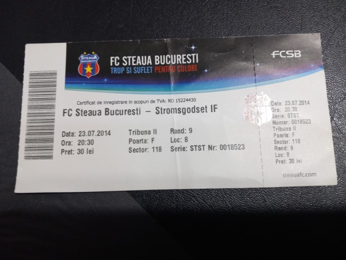 Bilet Steaua - Stromsgodset IF
