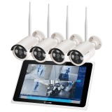 Pachet Supraveghere Video WIFI K&amp;M Connect C210, 4 Camere 3MP, NVR, Display, Aplicatie Tuya, Detectie Miscare, IR 30m, IP66