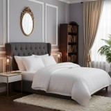 Lenjerie de pat pentru 2 persoane XXL, Bumbac Damasc 100%, 4 piese, Cearceaf pat 240x260, Cearceaf pilota 200x230, Fete de perne 50x70 x 2, alb Relax