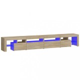Cumpara ieftin Comoda TV cu lumini LED, stejar sonoma,260x36,5x40cm
