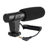 Cumpara ieftin Microfon profesional pentru vlogging, compatibil smartphone sau aparat foto DSRL, jack 3.5 mm