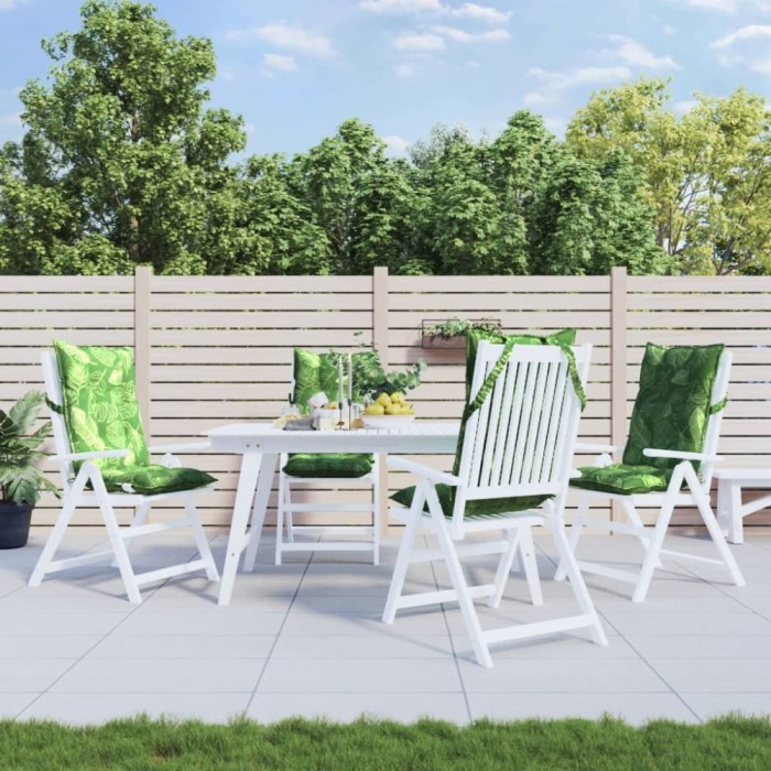 vidaXL Perne de scaun spătar &icirc;nalt, 4 buc, model frunze, textil Oxford 377660