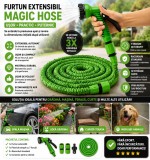 Furtun Extensibil 60M Magic Hose cu Pistol de Stropit 7 Funcții &ndash; Se Extinde de 3 Ori, Ușor, Rezistent și Compact