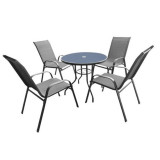 Set mobilier gradina/terasa, gri, 1 masa, 4 scaune, Chomik GartenVIP DiyLine