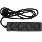 Prelungitor cu impamantare, 4 locasuri, lungime 1.5 m, Negru, 1 mmp, 16A, Oem