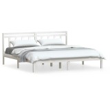 Cumpara ieftin Cadru de pat Super King, alb, 180x200 cm, lemn masiv