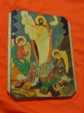 Icoana lemn vechi pictata,ICOANA VECHE LEMN,PICTURA vintage pe LEMN-Icoana vintage INALTAREA DOMNULUI-29 cm/23 cm/1,5 CM