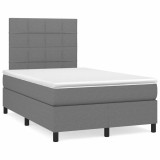 Gossi pat cu arcuri, saltea si led, gri inchis, 120x190 cm, textil