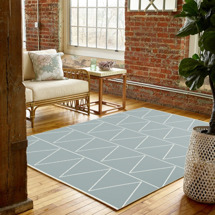 Covor Model Scandinav 18002-119, Marime 60 x 110 cm, Albastru, Inaltime Fir 8 mm, Antialergic, Polipropilena, Living, Dormitor, Sufragerie, Birou