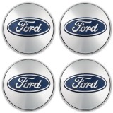 Set 4 Capace Jante Aliaj Pentru FORD, 56mm Interior 60 mm Exterior, Argintiu-Albastru