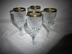 Set patru pahare vin, cristal lux, aur 24k, colectie, cadou, vintage foto