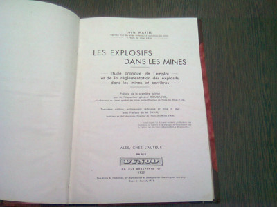 LES EXPLOSIF DANS LES MINES - LOUIS MARTEL (CARTE IN LIMBA FRANCEZA) foto