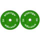 SPORTNOW Set de 2 Discuri Greutăți 2x10 kg din Cauciuc, cu Gaură de 5 cm pentru Gantere și Grijuri, &Oslash;45x4 cm, Verde | Aosom Romania