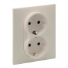 Priza schuko dubla 2X2P+T protectie copii Legrand Suno ivoar 721226