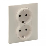 Priza schuko dubla 2X2P+T protectie copii Legrand Suno ivoar 721226