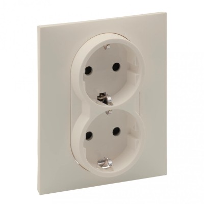 Priza schuko dubla 2X2P+T protectie copii Legrand Suno ivoar 721226 foto