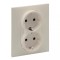 Priza schuko dubla 2X2P+T protectie copii Legrand Suno ivoar 721226