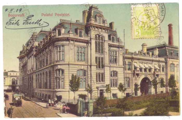 2420 - BUCURESTI, Post Office - old postcard, Consulate Cancellation - used 1909
