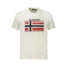 Napapijri Tricou din bumbac barbati, cu imprimeu cu logo, Regular Fit, Alb, S