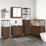 Set mobilier baie, 5 piese, stejar maro, lemn prelucrat