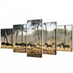 Set Tablouri Imprimate Pe Pânză Zebre 200 x 50 cm 241582