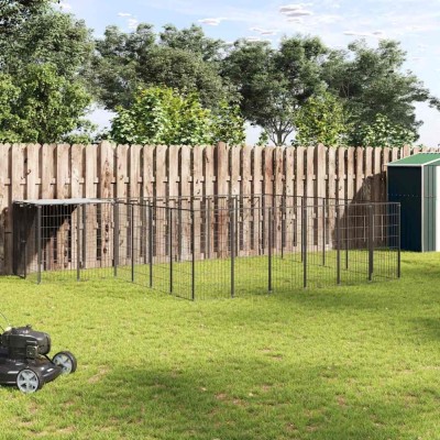 vidaXL Padoc pentru c&amp;acirc;ini, negru, 12,1 m&amp;sup2;, oțel 3082213 foto