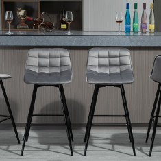 HOMCOM set 2 scaune de bar, stil nordic, 45x47x88 cm, gri