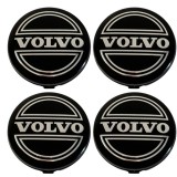 Set 4 capace pentru jante aliaj VOLVO, Argintiu/Negru, 64mm