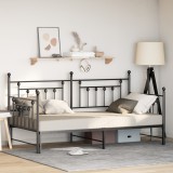 vidaXL Cadru de pat zi de la cu canapea extensibilă Negru 100x200 cm Oțel