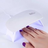 Mini Lampa UV LED Unghii Gel, 6W, Roz/Alb, Portabila