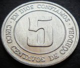 Moneda exotica 5 CENTAVOS de CORDOBA - NICARAGUA, anul 1974 * cod 1206 A, America Centrala si de Sud