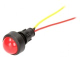 Lampă LED convexă roșie 12-24V DC/AC &Oslash;13mm