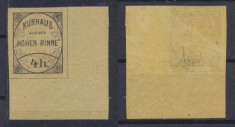 Posta locala Paltinis Hohe Rinne timbru 4 heller nedantelat din 1900 MNH colt de coala. Foarte rar, tirajul prezumat este de 204 exemplare.