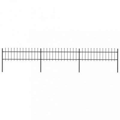 Gard de grădină cu v&amp;acirc;rf suliță, negru, 5,1 m, oțel foto